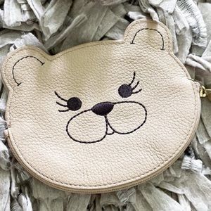 Furla Acero Teddy Bear Leather Coin Purse in Beige